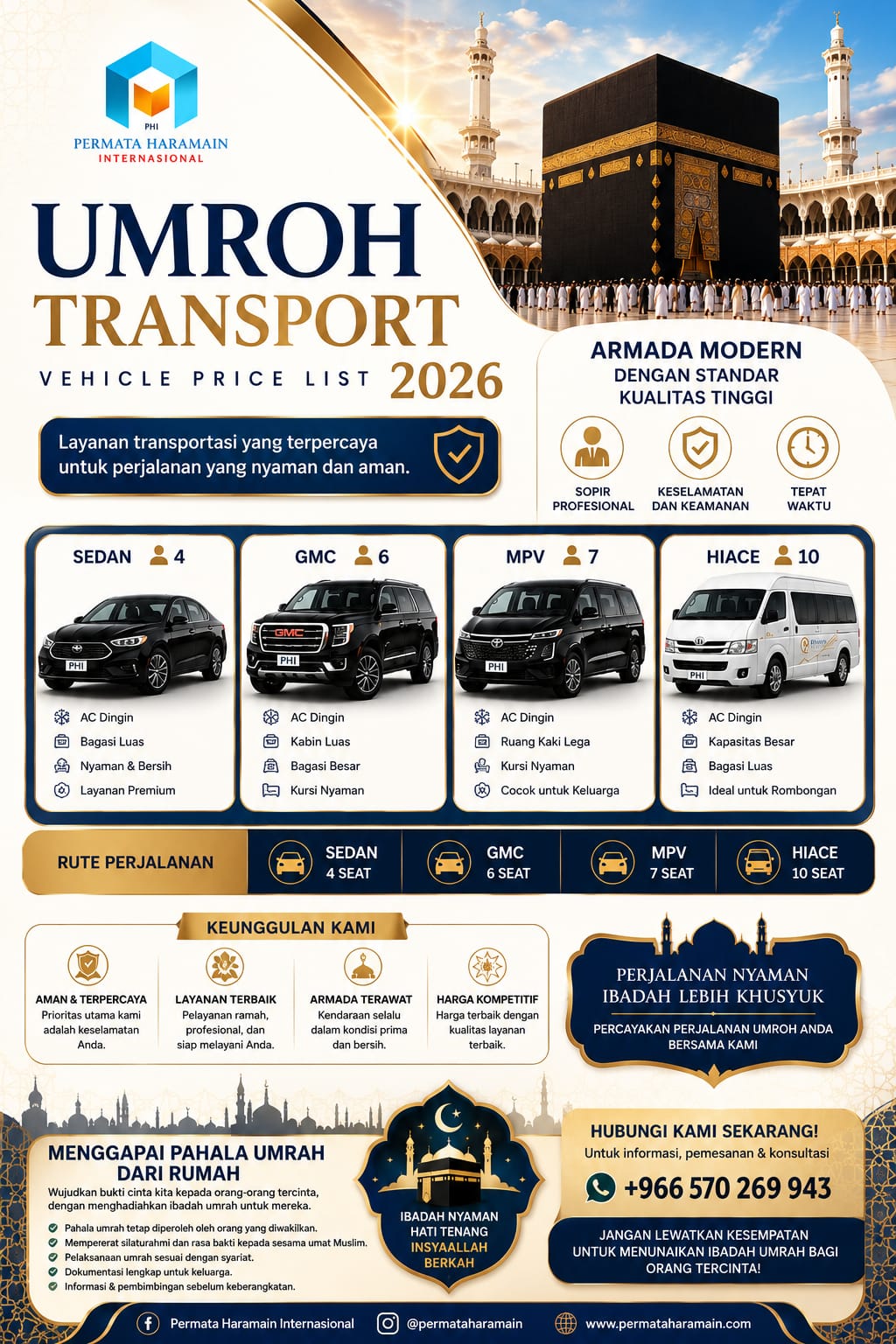 HOTLINE & INFORMASI PEMESANAN
🇸🇦 +966 57 026 9943
🇮🇩 +62 821 8356 0649
🇮🇩 +62 838 2579 6963